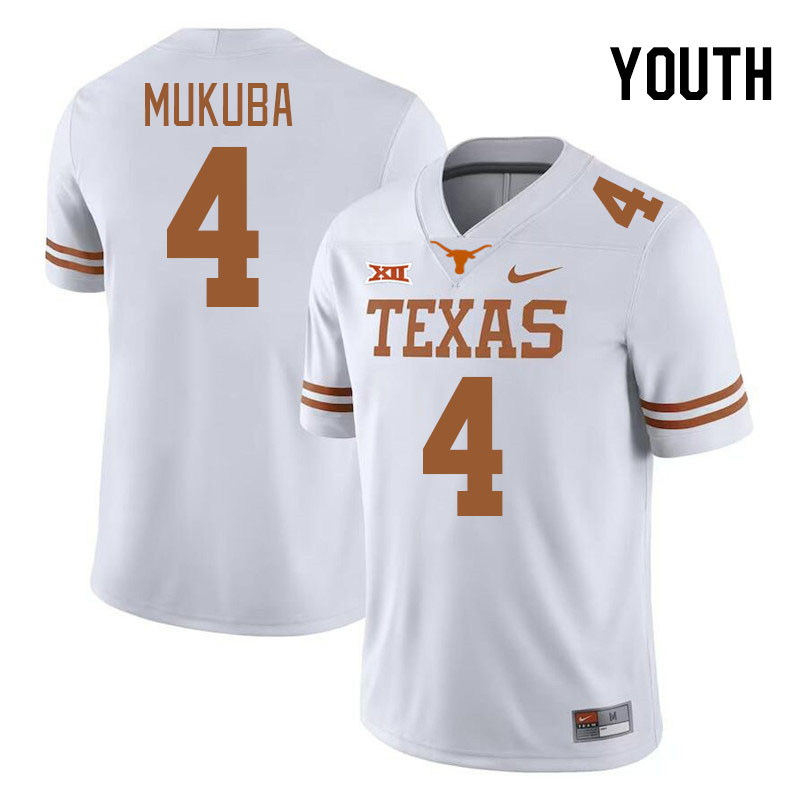 Youth #4 Andrew Mukuba Texas Longhorns College Football Jerseys Stitched-White